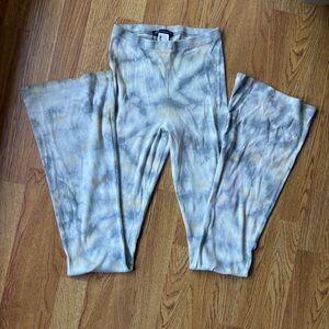 Zara tie dye flare ribbed comfy blue gray pants casual loungewear sz S NEW